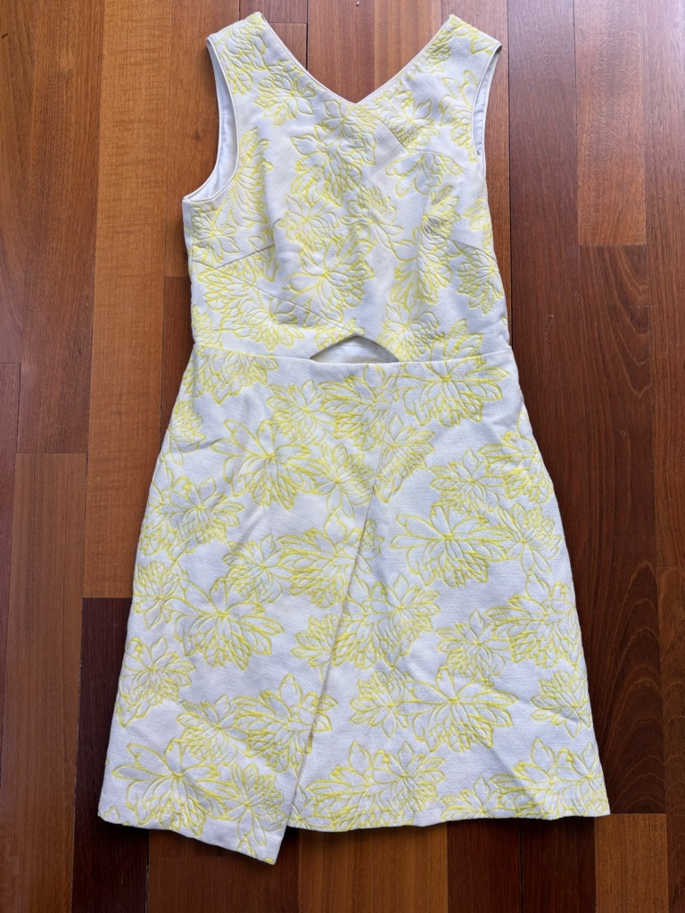 Shoshana White and Yellow Floral Textured Sleeveless Dress